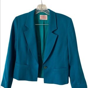 Vintage Petite Pendleton Teal Wool Blazer